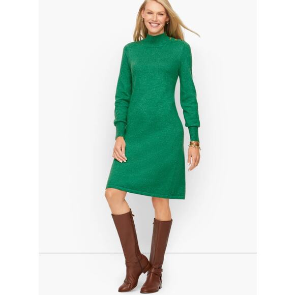 Talbots Women's Cozy Mock Neck Pullover Sweater Dress Size XL Petite Green - Picture 1 of 7